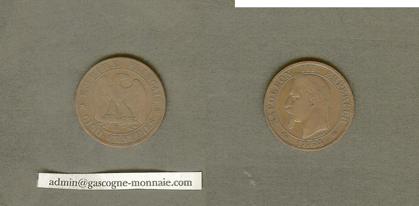5 centimes Nnapoleon III 1864A  aVF